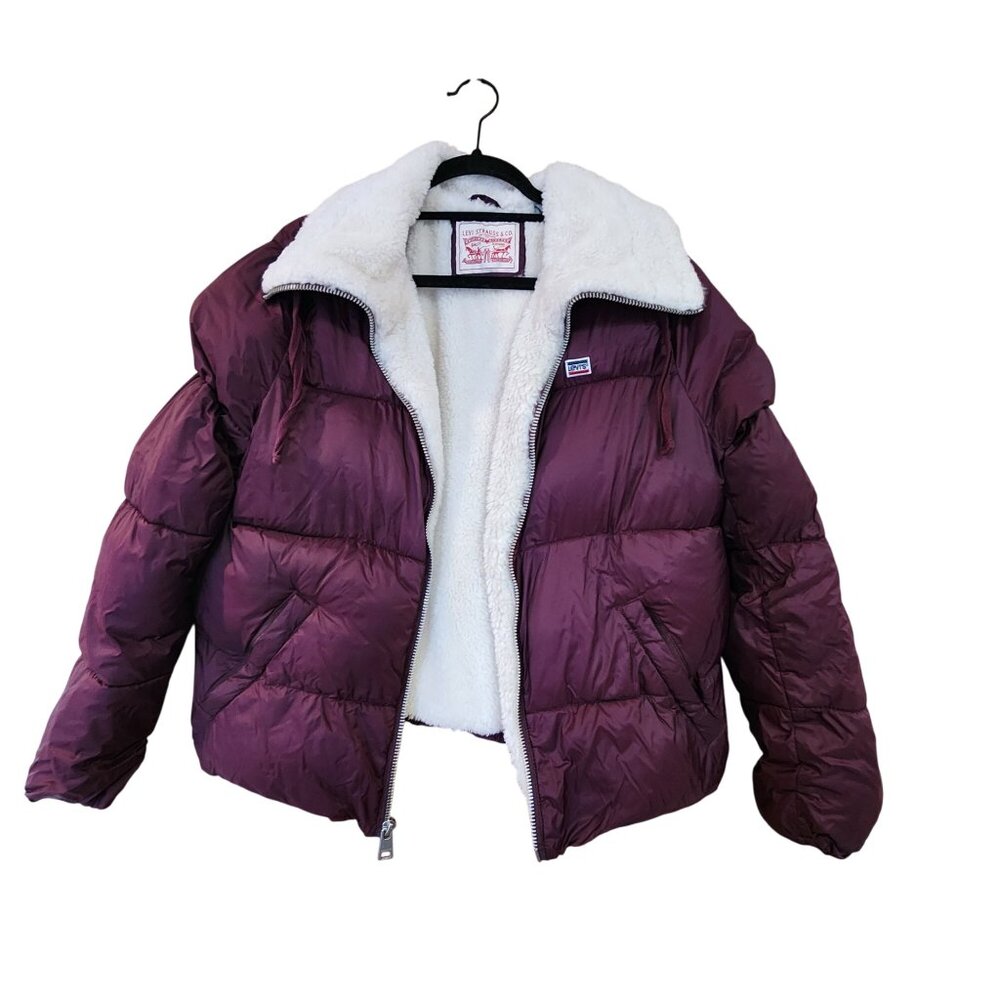 Levi Strauss & Co. Burgundy Puffer Jacket With Sherpa Lining L